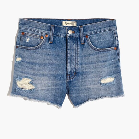 Madewell Relaxed Denim Shorts in Homecrest Wash: Ripped Edition, Size 25 - Picture 2 of 12